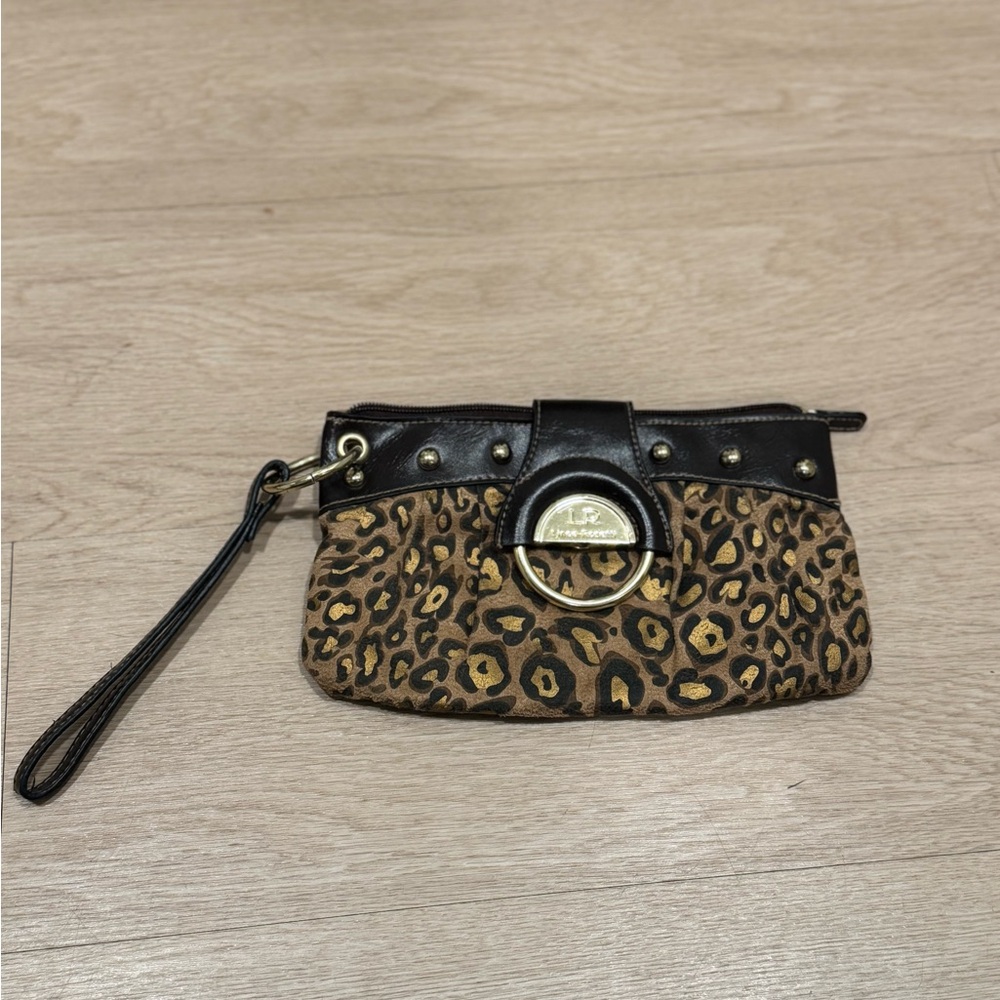 Chic Leopard Y2K Pattern Wristlet with Black Trim - image 1